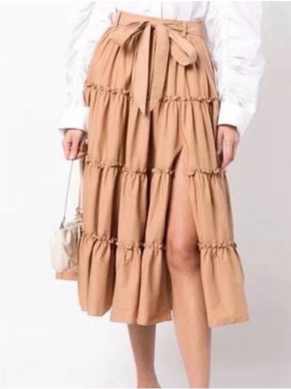 cinq a sept • Jackie Tiered Belted Midi Skirt - size 4